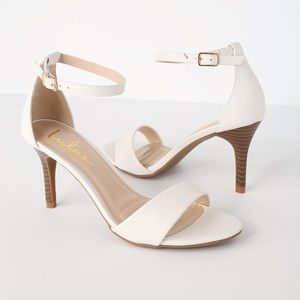 Lover White Stacked Ankle Strap Heel